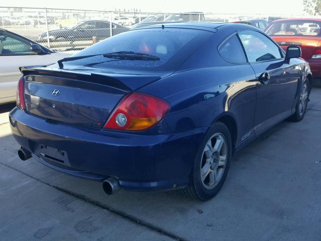 KMHHN65F53U038448 - 2003 HYUNDAI TIBURON GT BLUE photo 4