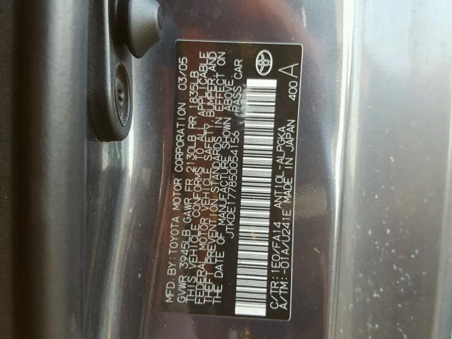 JTKDE177850054156 - 2005 TOYOTA SCION TC 石墨色 照片 10