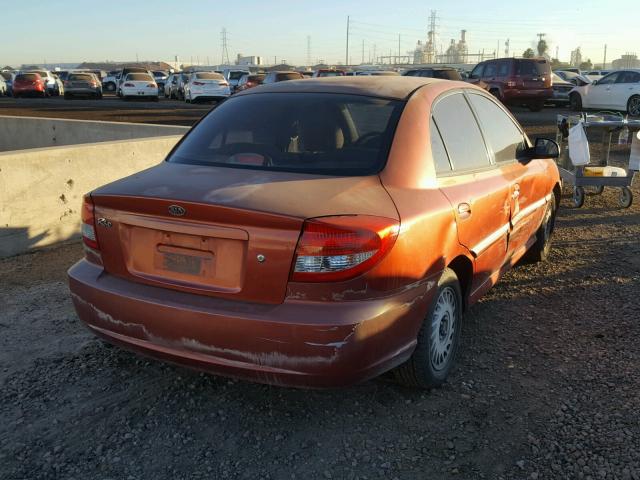 KNADC125446319053 - 2004 KIA RIO ORANGE photo 4