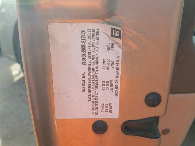 1G1ZT61836F154612 - 2006 CHEVROLET MALIBU MAX TAN photo 10