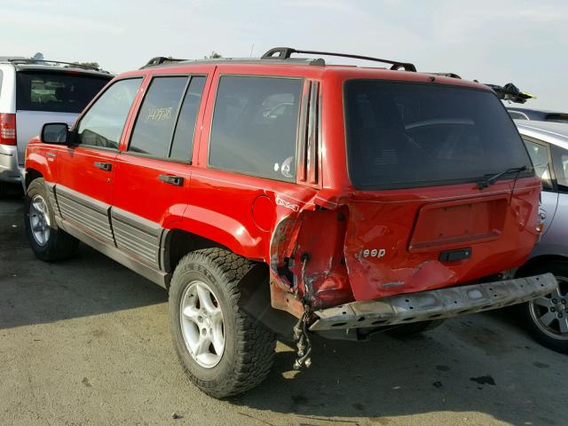 1J4GZ58S2SC752138 - 1995 JEEP GRAND CHER RED photo 3