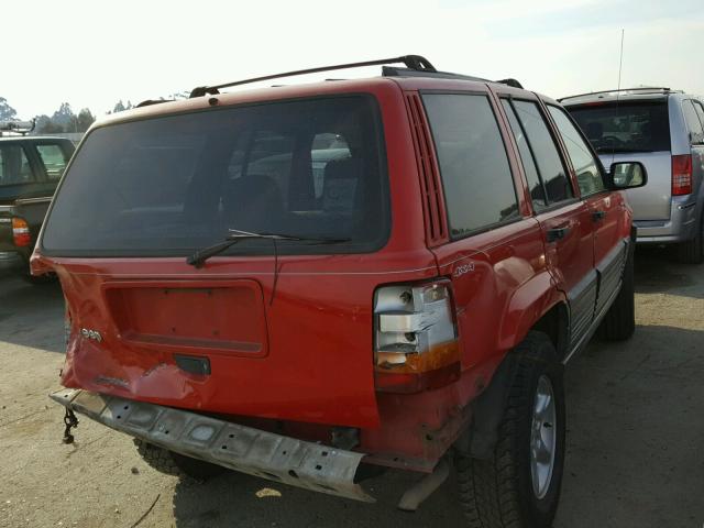 1J4GZ58S2SC752138 - 1995 JEEP GRAND CHER RED photo 4