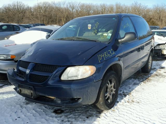 1D4GP25353B183187 - 2003 DODGE CARAVAN SE BLUE photo 2