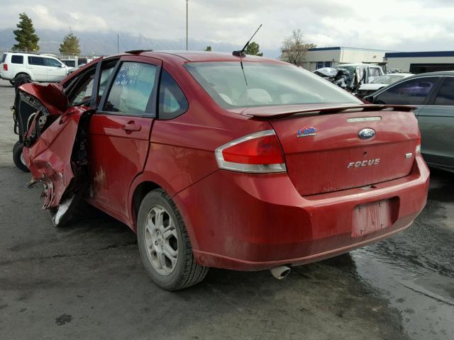 1FAHP36N39W147643 - 2009 FORD FOCUS SES RED photo 3