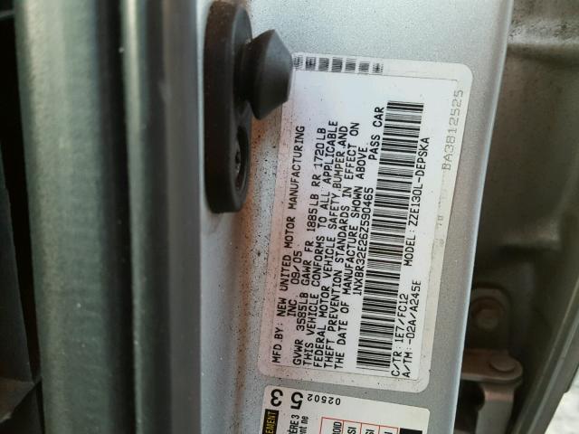 1NXBR32E26Z590465 - 2006 TOYOTA COROLLA CE SILVER photo 10