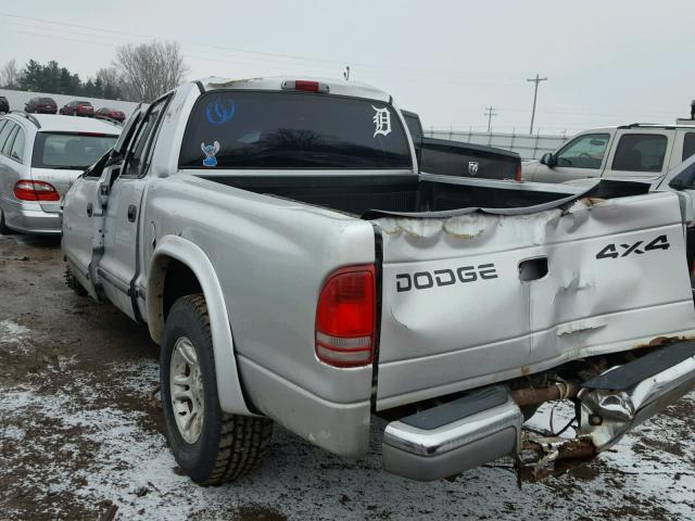 1B7HG48N12S593820 - 2002 DODGE DAKOTA QUA GRAY photo 3