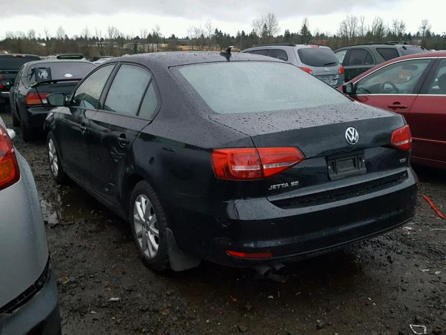 3VWD17AJ8FM326663 - 2015 VOLKSWAGEN JETTA SE BLACK photo 3