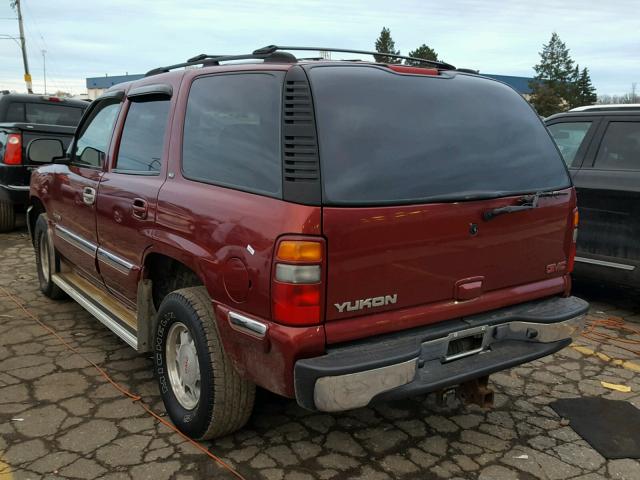 1GKEK13Z72R159438 - 2002 GMC YUKON BURGUNDY photo 3