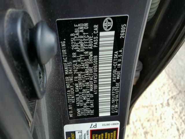 4T1BF1FK5FU065008 - 2015 TOYOTA CAMRY LE ოქროსფერი ფოტო 10