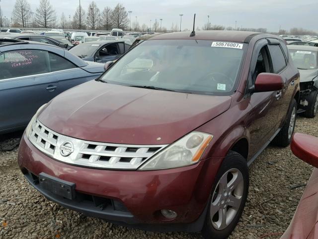 JN8AZ08W55W433941 - 2005 NISSAN MURANO SL BURGUNDY photo 2