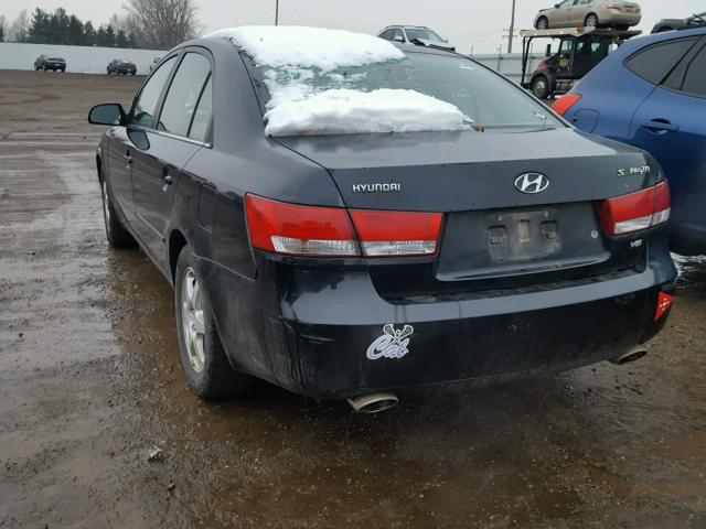 5NPEU46F67H159874 - 2007 HYUNDAI SONATA SE BLACK photo 3