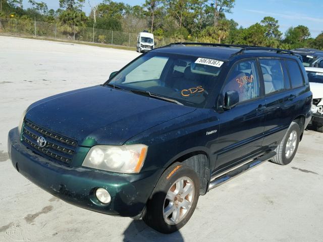 JTEGF21A110004443 - 2001 TOYOTA HIGHLANDER GREEN photo 2