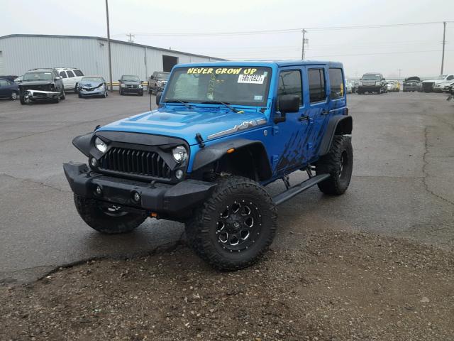 1C4BJWEGXEL202767 - 2014 JEEP WRANGLER U BLUE photo 2