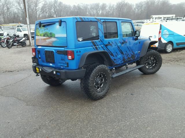 1C4BJWEGXEL202767 - 2014 JEEP WRANGLER U BLUE photo 4