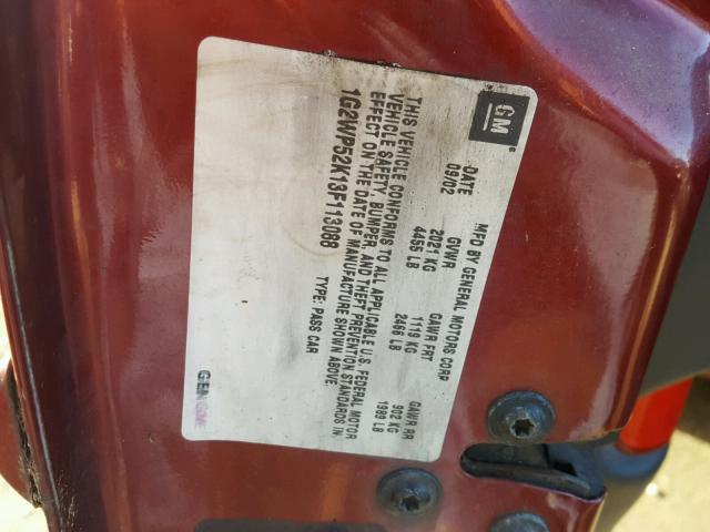 1G2WP52K13F113088 - 2003 PONTIAC GRAND PRIX Қызыл фото 10
