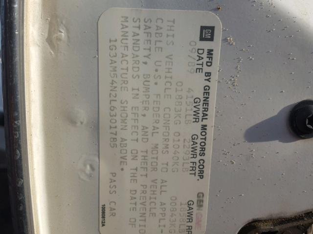 1G3AM54N2L6301785 - 1990 OLDSMOBILE CUTLASS CI WHITE photo 10