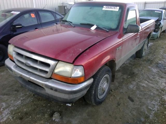 1FTYR10C7WTA05082 - 1998 FORD RANGER MAROON photo 2