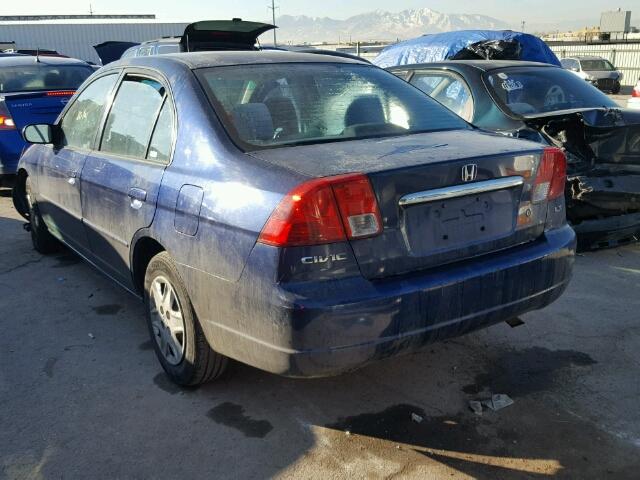 2HGES15583H590251 - 2003 HONDA CIVIC LX BLUE photo 3