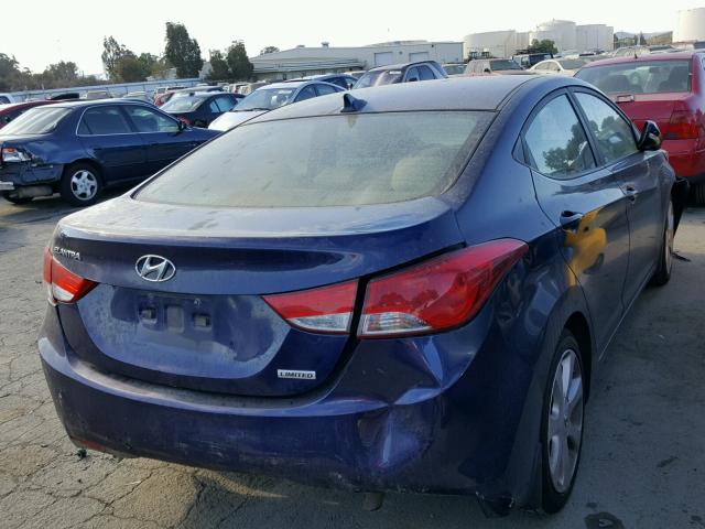 5NPDH4AE2DH296336 - 2013 HYUNDAI ELANTRA GL BLUE photo 4