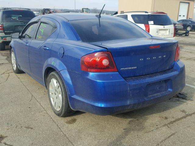 1C3CDZAB1CN265544 - 2012 DODGE AVENGER SE BLUE photo 3