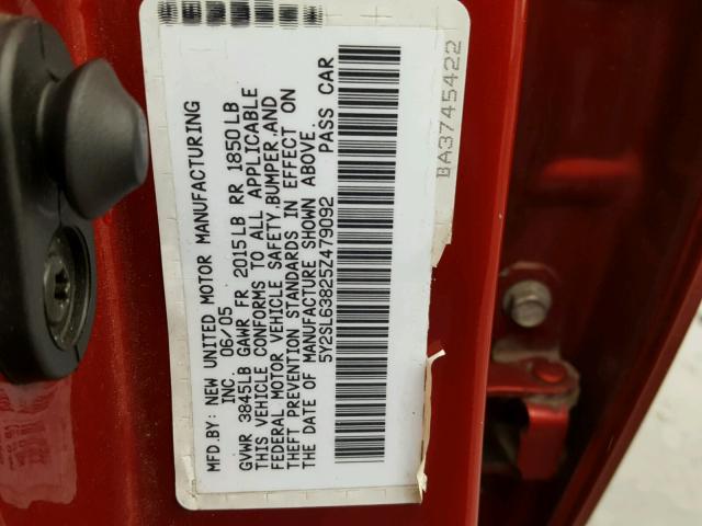 5Y2SL63825Z479092 - 2005 PONTIAC VIBE BURN photo 10