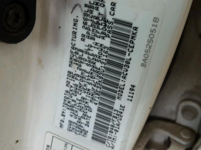 4T1BE32K83U131163 - 2003 TOYOTA CAMRY LE 白色 照片 10