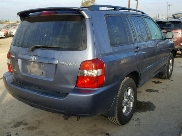 JTEGP21A750083975 - 2005 TOYOTA HIGHLANDER BLUE photo 4