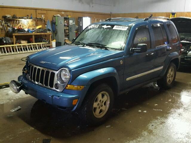 1J8GL58526W214425 - 2006 JEEP LIBERTY LI BLUE photo 2