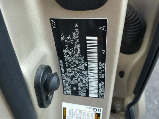 JTJBT20X560104885 - 2006 LEXUS GX 470 TAN photo 10