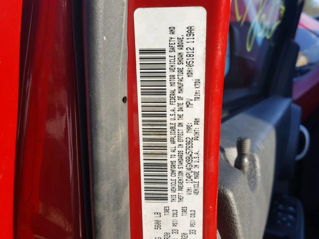 1D4PU4GX9BW576962 - 2011 DODGE NITRO HEAT RED photo 10