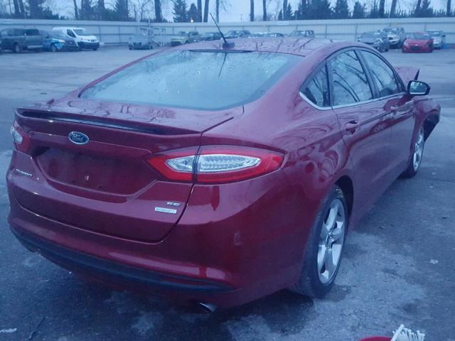 3FA6P0HD4FR227087 - 2015 FORD FUSION SE RED photo 4