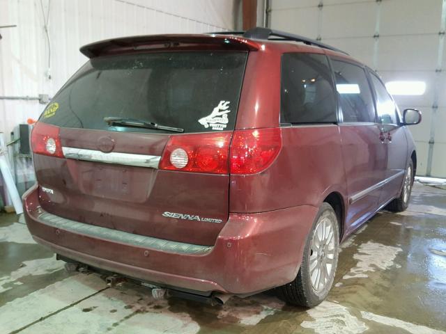 5TDZK22C18S215285 - 2008 TOYOTA SIENNA XLE RED photo 4