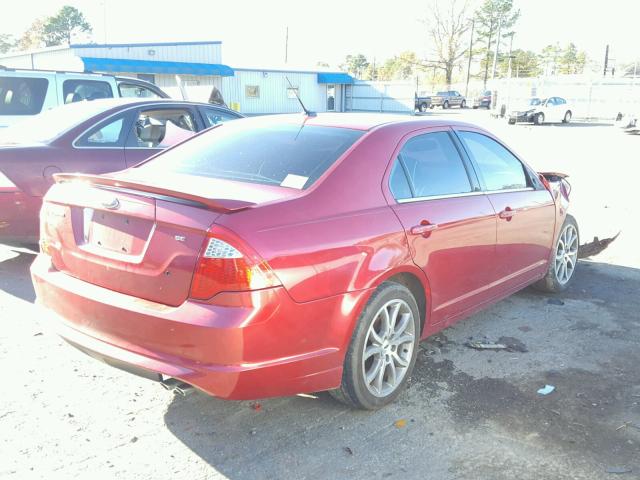 3FAHP0HA1CR235240 - 2012 FORD FUSION SE RED photo 4