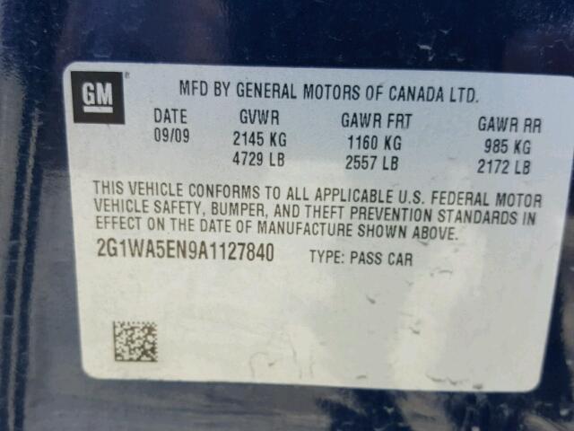 2G1WA5EN9A1127840 - 2010 CHEVROLET IMPALA LS BLUE photo 10