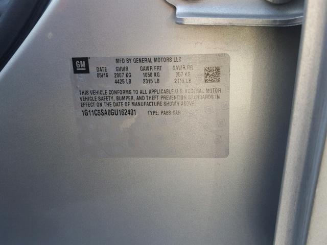 1G11C5SA0GU162401 - 2016 CHEVROLET MALIBU LIM 蓝色 照片 10