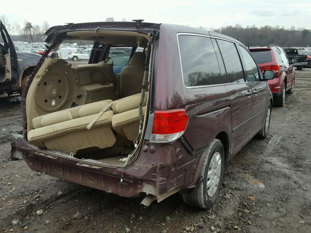 5FNRL3H29AB112157 - 2010 HONDA ODYSSEY LX MAROON photo 4