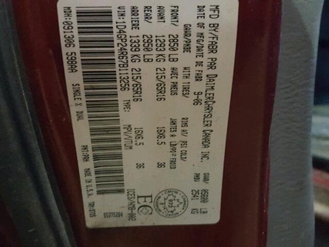 1D4GP24R67B113256 - 2007 DODGE GRAND CARA RED photo 10