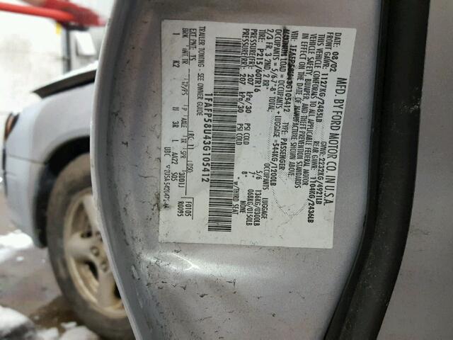 1FAFP58U43G105412 - 2003 FORD TAURUS SE GRAY photo 10