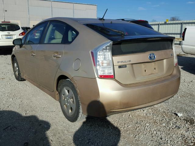 JTDKN3DUXA0167427 - 2010 TOYOTA PRIUS BEIGE photo 3