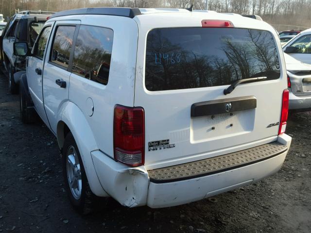 1D8GU28K97W664827 - 2007 DODGE NITRO SXT WHITE photo 3