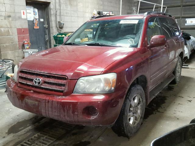 JTEDP21A140002471 - 2004 TOYOTA HIGHLANDER RED photo 2