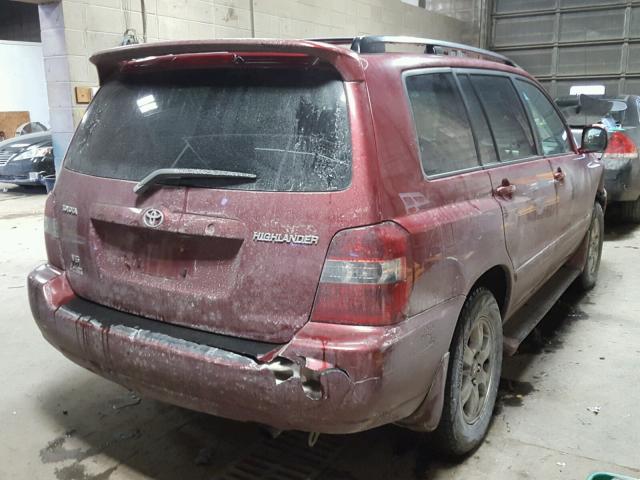 JTEDP21A140002471 - 2004 TOYOTA HIGHLANDER RED photo 4