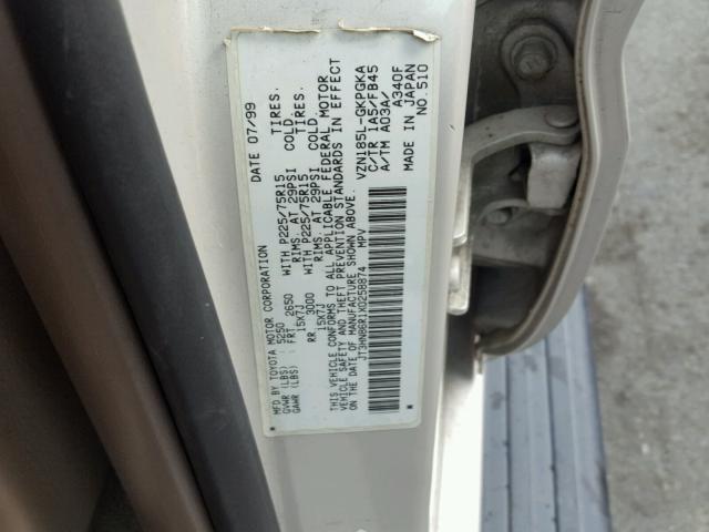 JT3HN86R1X0258874 - 1999 TOYOTA 4 RUNNER BEIGE photo 10