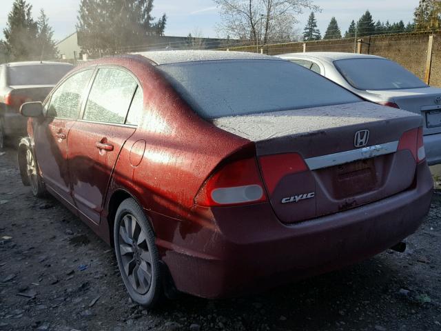 19XFA16809E022675 - 2009 HONDA CIVIC EX BURGUNDY photo 3