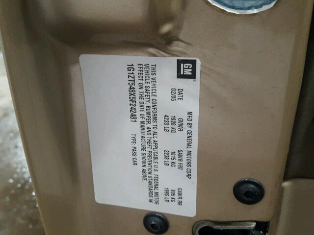 1G1ZT548X5F242481 - 2005 CHEVROLET MALIBU LS 棕色 照片 10