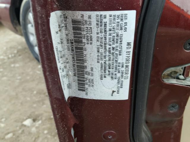 2MEHM75W95X659702 - 2005 MERCURY GRAND MARQ BURGUNDY photo 10