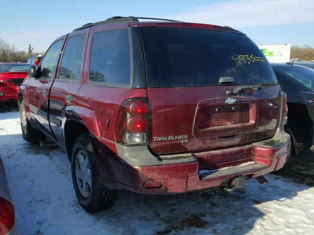 1GNDT13S452277748 - 2005 CHEVROLET TRAILBLAZE MAROON photo 3