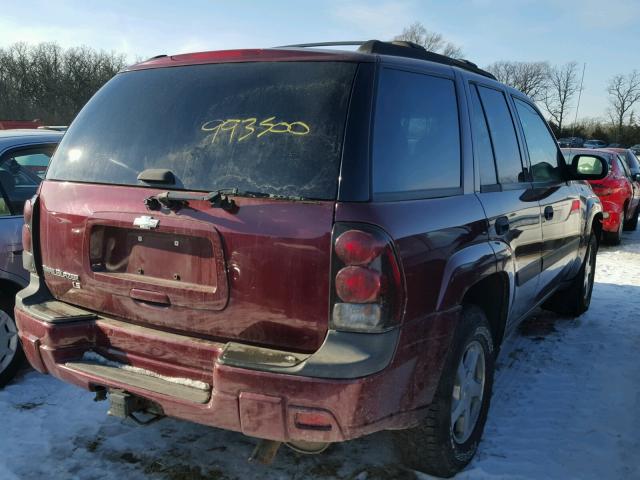 1GNDT13S452277748 - 2005 CHEVROLET TRAILBLAZE MAROON photo 4