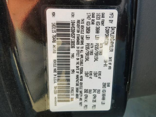 1B4HS38N52F138936 - 2002 DODGE DURANGO SP BLACK photo 10