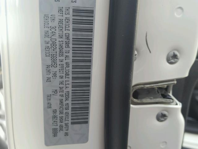 3C4NJDAB2HT668052 - 2017 JEEP COMPASS SP WHITE photo 10